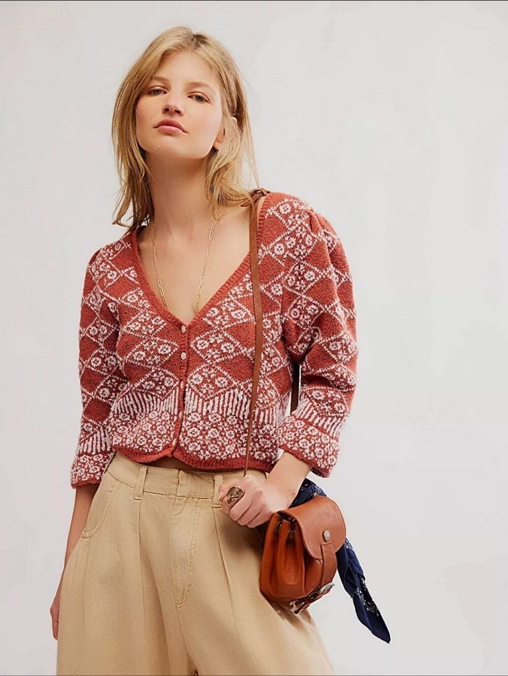 Free People Geo Floral Cardigan